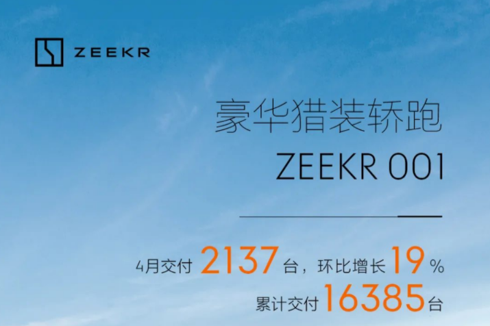 吉利4月純電動汽車銷售10929輛 同比增長552%